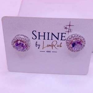 Shine By LeonRich Amethyst Sapphire Stud Earrings